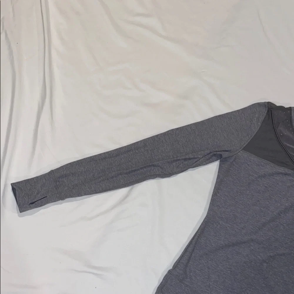 lululemon athletica Gray Long Sleeve Mesh Yoke Top